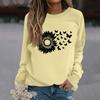 Women's Fashion Casual Long Sleeve Solid Color Printed Round Neck Top Sweatshirt