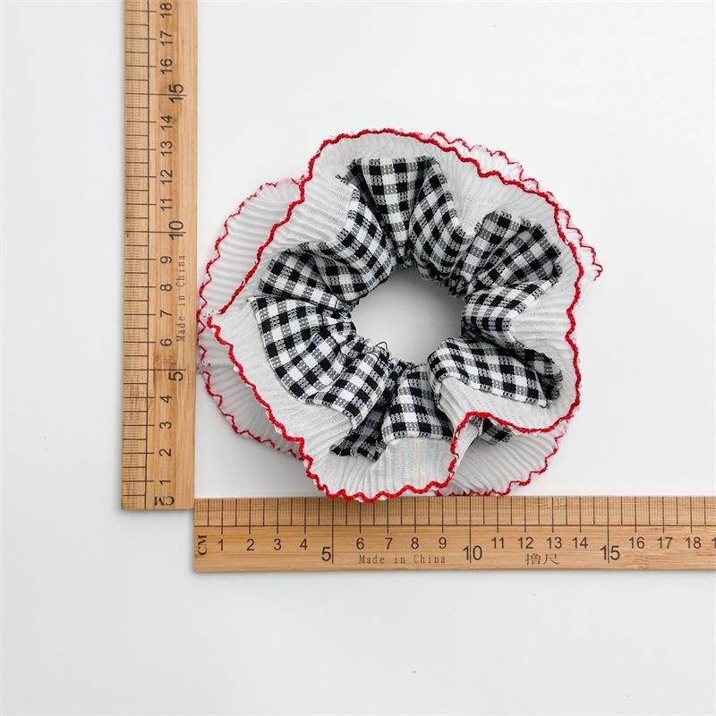 15cm Big Grid Lolita Scrunchies for Women Elastic Hair Bands Ponytail Holders Tie Solid Color Hair Hoop Scrunchy Girl Hair Ring