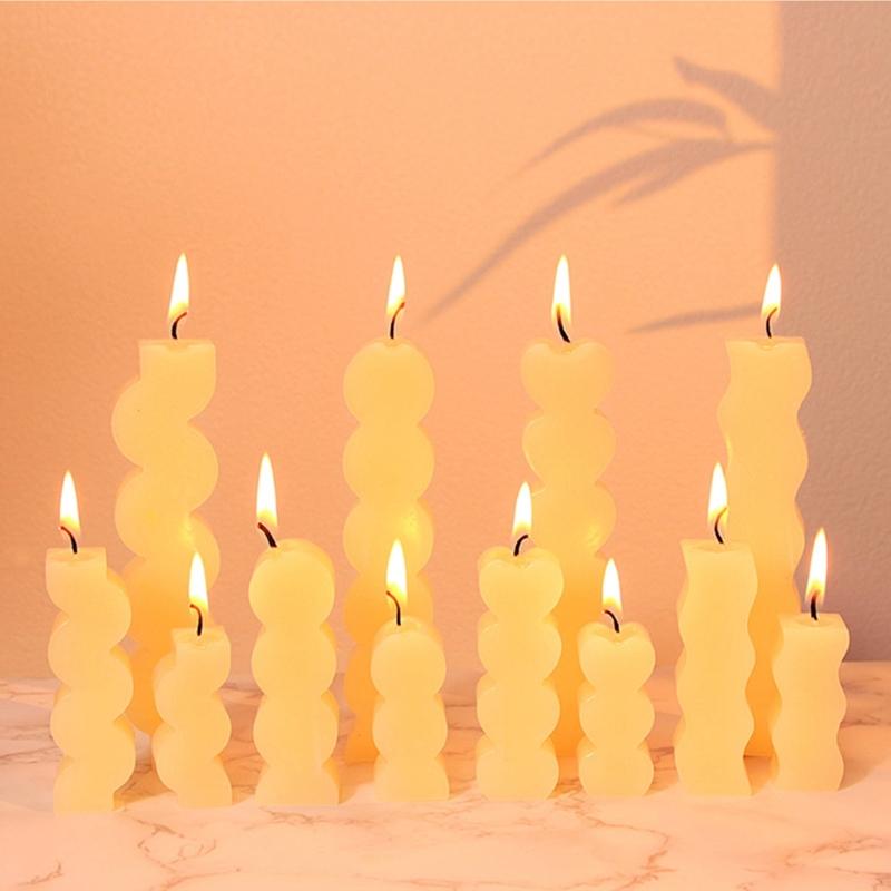 3-in-1 Candle Molds Long Candle Molds Waving/Heart Candle Molds for Making Candle Soap Baking DIY Craft Valentines Gift