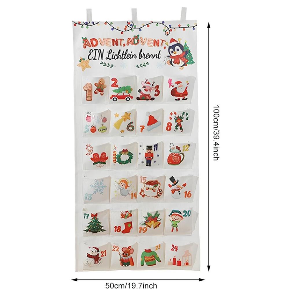 Christmas Hanging Countdown Calendar To Fill with 24 Pockets Christmas Countdown Calendar Home Holiday Christmas Decorations