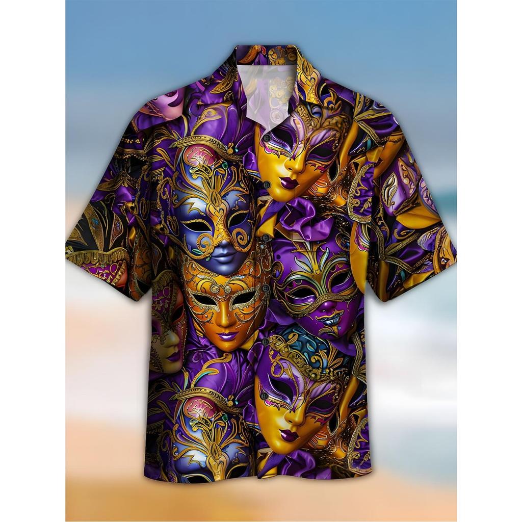 New Hawaii Spring/Summer Fashion Leisure Street Walk Tourist Beach Printed Full Open Short Sleeve Button Shirt