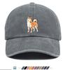 Shiba Inu Dog Graphic Washed Baseball Cap Adjustable Cotton Outdoor Sports Snapback Hat