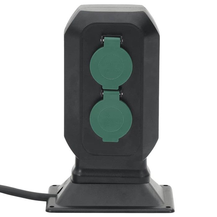 Prise d extérieur avec piquet à 2 voies noir vert 15,5x11x24 cm