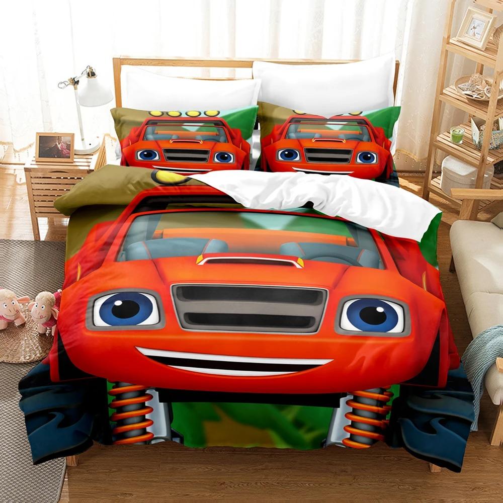 Cartoon Car Home Duvet Cover Set 3D Kids Bedding Set Cute Printed Cartoon Duvet Cover Pillow Cover, Bedroom Decoration