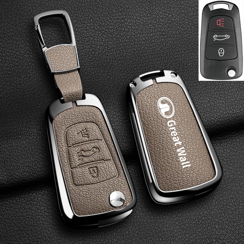Alloy Auto Key Fob Cover Case Fit For Great Wall Haval Series Hover Series Wingle 5 6 H3 H5 H6 Series H1 Series H3 C30 C50 M4 3Buttons Housing Bag