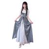 Medieval Dress White Long Gown with Gray Overlay Costume