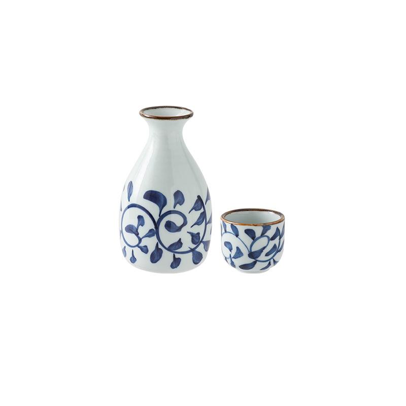 Japanese Sake Pot Kit Hand Painted Underglaze shochu Cup Set Retro Wine Ceramic Two Cups Barware For Gift Bar Sets Accessories