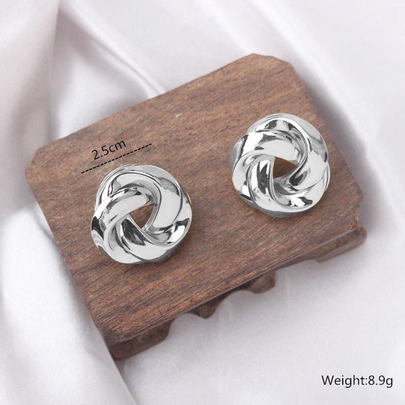 New Big Metal Dangle Earrings for Women Gold Color Spiral Exaggerated Drop Earrings Heavy Ear Jewelry Earrings for Women