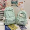 Schoolbag Backpack Women's 1011 New Candy Color Sweet and Fresh Student School Bag Versatile Simple Plaid Large Capacity Backpack