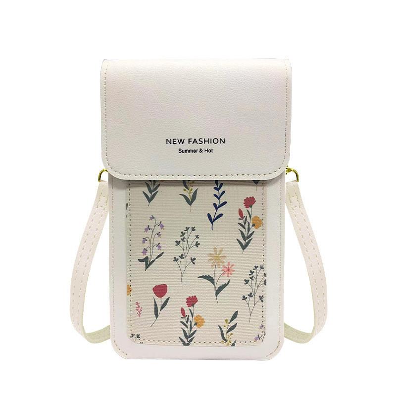 New Arrival Touch Screen Thin Printed Mini Shoulder Crossbody Phone Bag For Girls белый