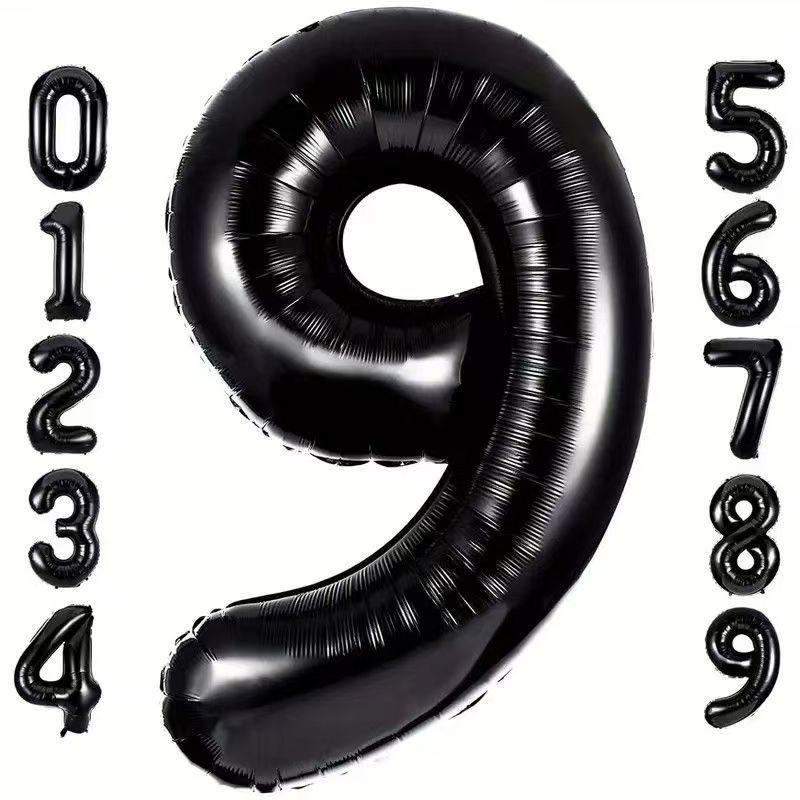 32-inch Black Aluminum Foil Balloons for Birthday Party Decorations