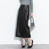 2025 Autumn/Winter Women's High-Waisted Lambskin Leather Midi Skirt - Elegant and Versatile Design