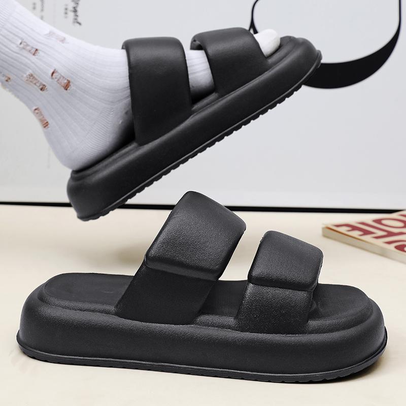 Fashion Men's and Women's Bathroom Slippers Flat Non-slip Family Solid Color Flip-flops Beach Slippers Casual Sandals Indoor Outdoor