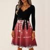 Women's Casual Fashion Long Sleeve Christmas Graphic Printed Vintage Long Dresses