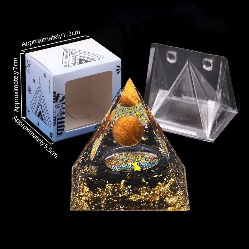 Crystal Agate 5cm Pyramid Crushed Stones Epoxy Resin Grinding and Watering Jinhua Home Office Desktop Decorations Crafts