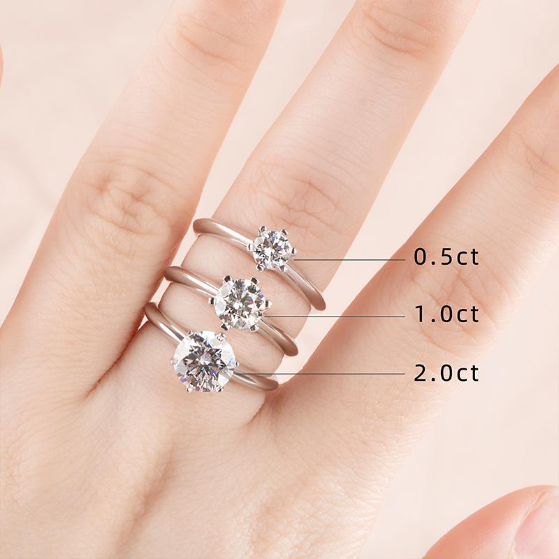 Real Moissanite Diamond Ring 1ct 2ct 3ct D Color 925 Sterling Silver Six Prong Ring Wedding Fine Jewelry for Women