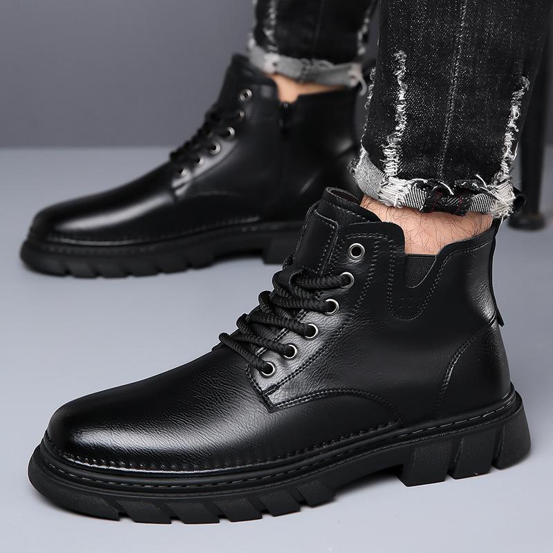 Winter Men's Thermal Boots High Top Warm Lined Anti-Slip Casual Shoes Retro Ankle Boots Non-Slip Comfortable Outdoor Snow Boots