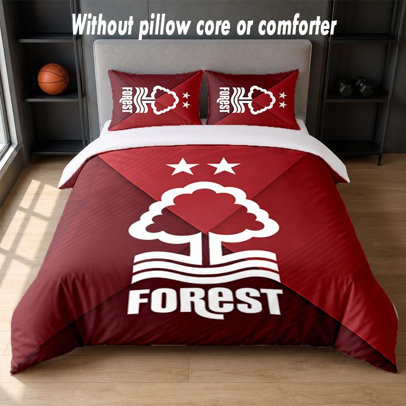 Nottingham Forest Design Bett Bettwäsche-Set 1 Bettbezug + 2 Kissenbezüge Weich Atmungsaktiv Haushalt Bettwäsche