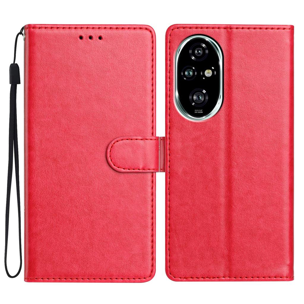 For Honor 200 Pro 5G Leather Phone Case Wallet Stand Cover with Handy Strap