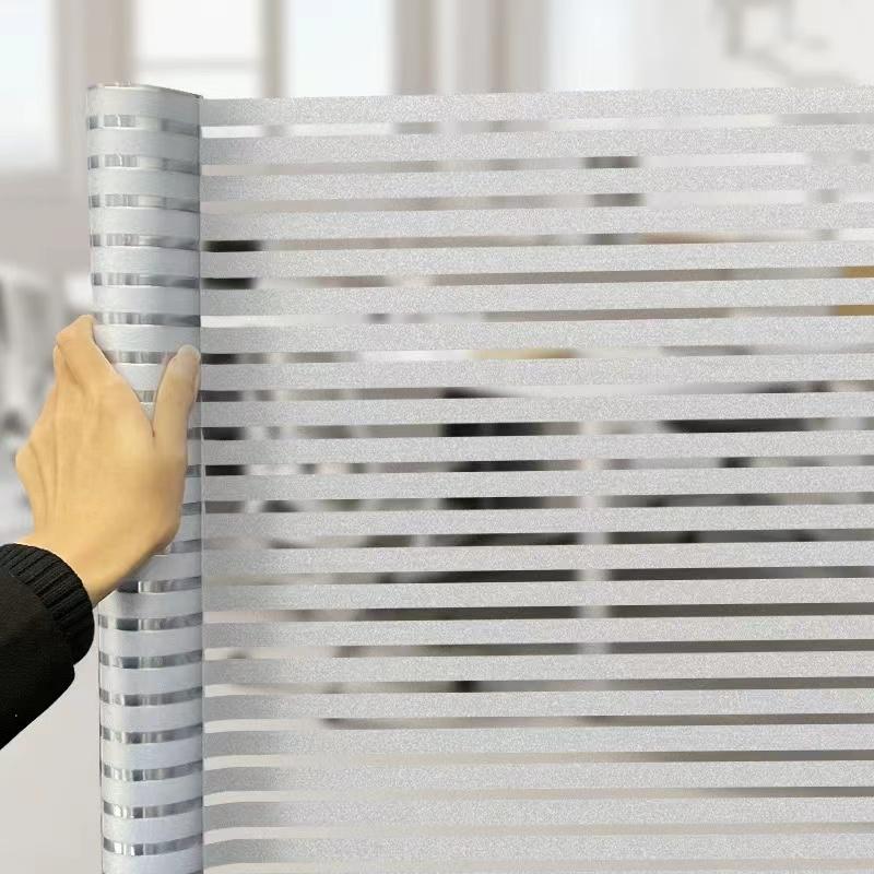 Horisontalt Stripet Glassvindusfilm Personvern Frostet Glassvindusklistremerke Gjennomsiktig Ugjennomsiktig Klistremerke Egnet for Kjøkken Kontorer og Andre Scener