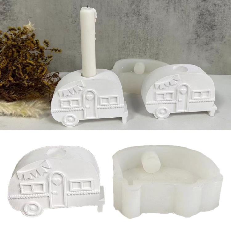 DIY Silicone Molds Bus Shape Candle Holder Mold Candlestick Decorations Moulds
