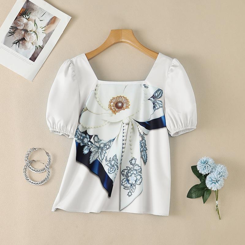 ZANZEA Women Square Collar Casual Floral Print Short Sleeve Blouse