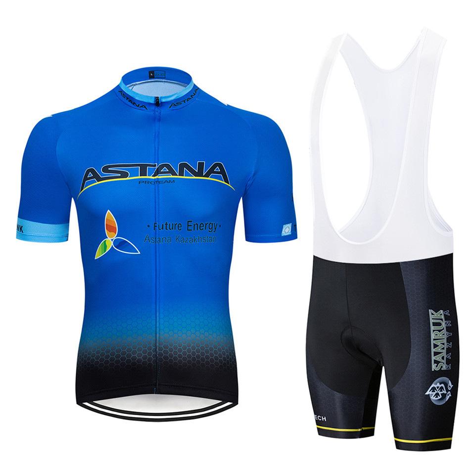 Tuta Estiva da Ciclismo Astana Set Manica Corta Astana Traspirante Sudore Attrezzatura per Tuta da Ciclismo