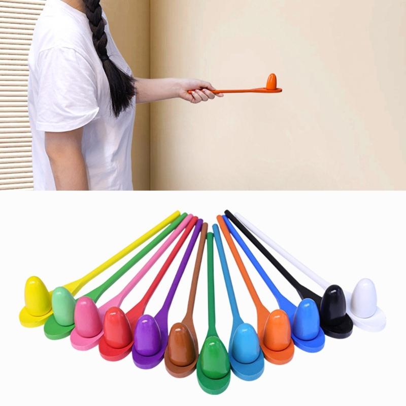 12Pieces Wood Eggs Spoon Race Game Toy for Outdoor Easter Hunting Parties Kids Group Coordination Activity Supply Toy