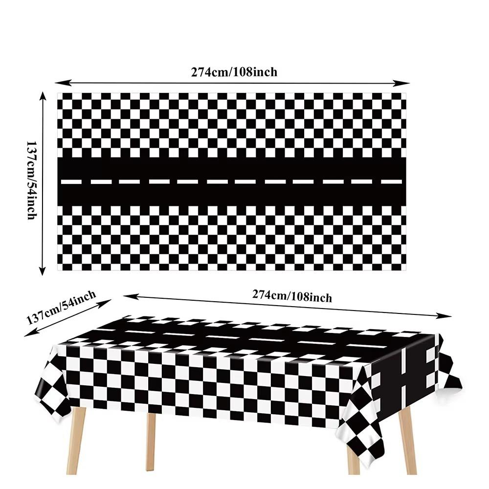 Checkered Race Car Party Tablecloths Black White Checkered Flag Tablecloth Racetrack Tablecover Racing Birthday Party Supplies