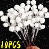 5/50pcs Christmas Artificial Berry Branch White Fake Flower Berries Stems Holly Berry Branches DIY Wreath Xmas Tree Decoration