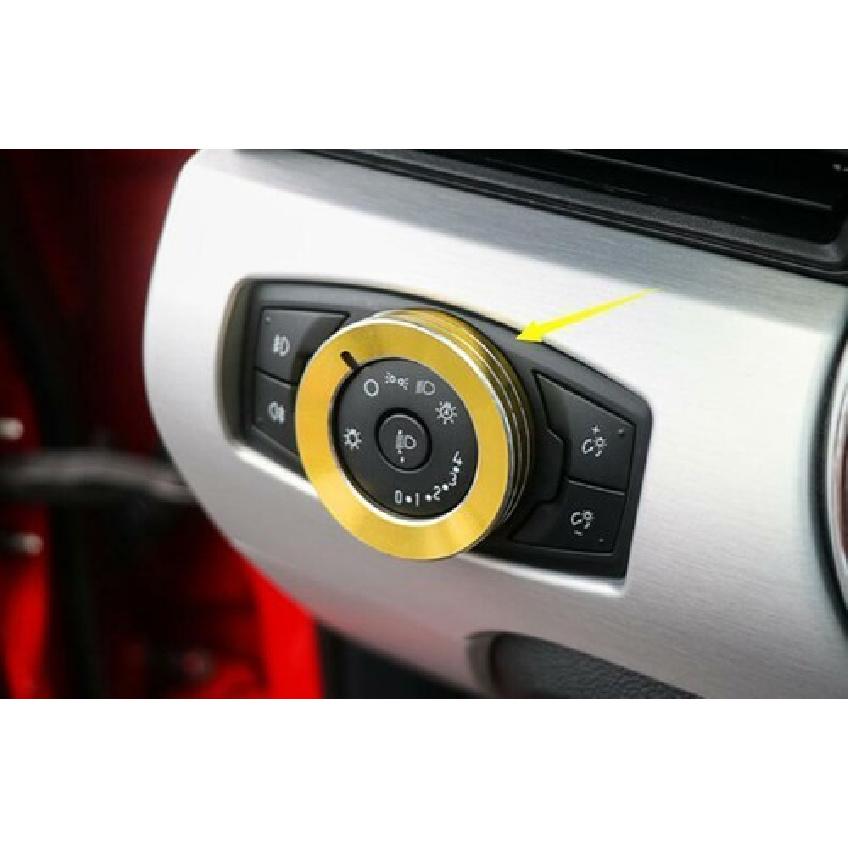 For Ford Mustang 2015- Golden Aluminum Function Control Button Button Trim