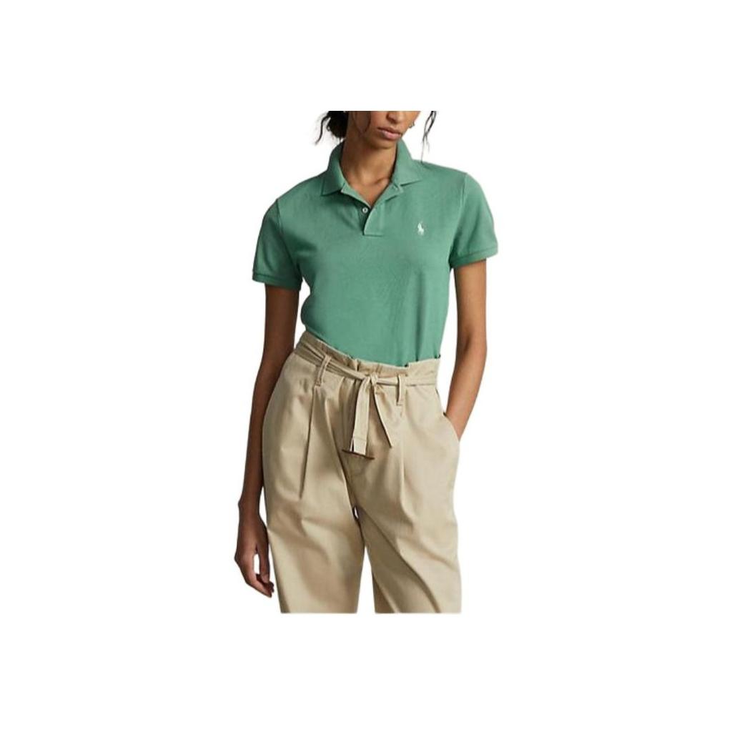 Polo Ralph Lauren Logo Embroidered Polo Shirt Women Tops Green WMPOKNINCU20500-300