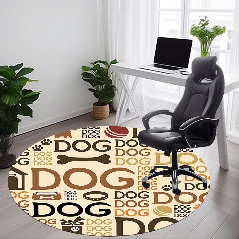 1pc Doggy Office Round Rug, Non-slip, Soft and Durable Office Rug for Interior Decoration, Perfect for Office, Beautiful Decoration Yy260323065