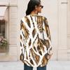 Women Plus Size Round Neck Long Sleeve Paisley Floral Printed Loose High Low Hem T Shirt