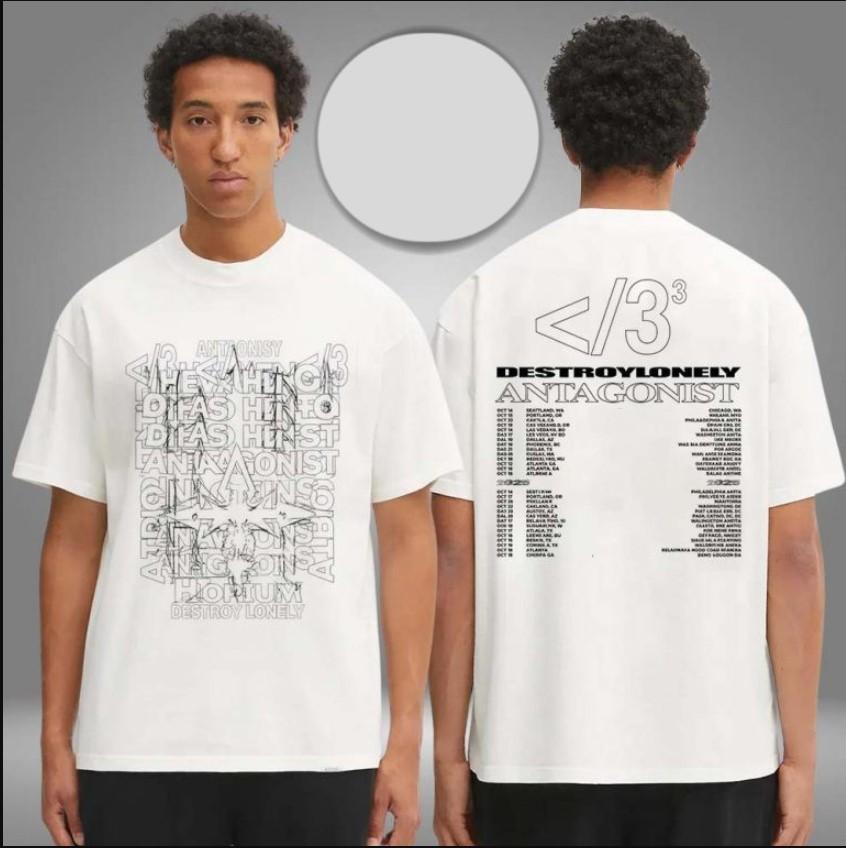 Destroy Lonely Antagonist 2.0 Tour Merch Schedule Two Sided Unisex T-Shirt XL