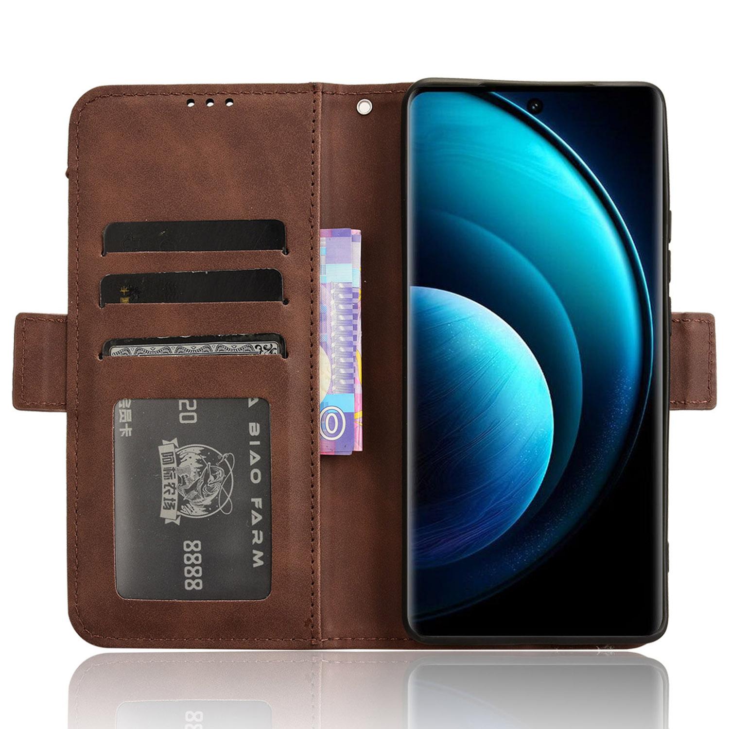 

For vivo X100 Pro 5G Case Wallet Leather Phone Cover with Multiple Card Slots Blue