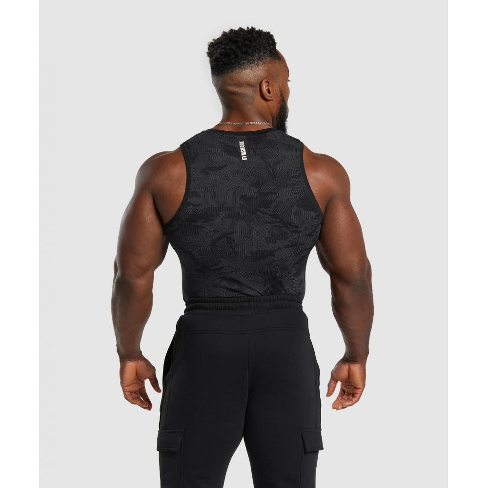 Gymshark Camiseta sin costuras Geo Negro Gris Carbón A6a3k Bbf9.