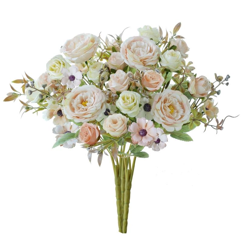 

Silk Artificial Flower Retro High Quality Wedding Home Room Festival Party Decora Wreath Bridal Bouquet Table Vase Shooting Gift 1 PC світло-рожевий колір