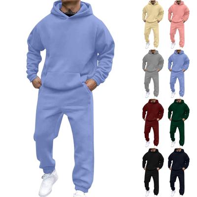 Men's Solid Colour Hooded Long Sleeve Sweatshirt Home Trousers Running Suit