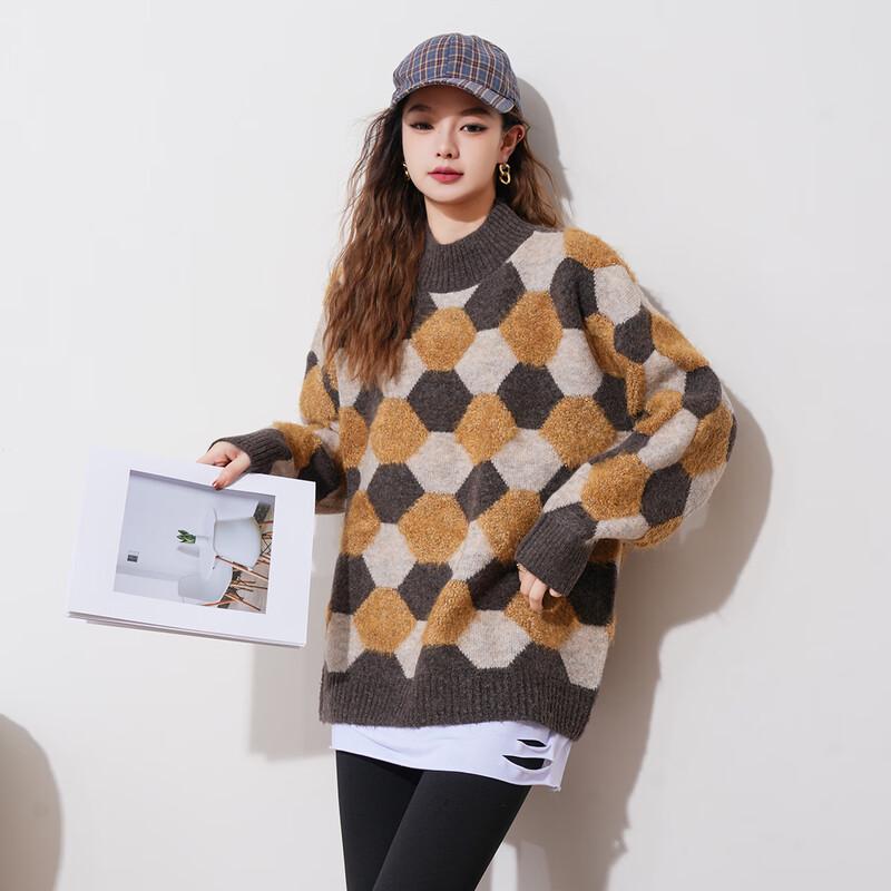 

IMAGINEX Women s Patchwork Long-Sleeve Sweater One Size