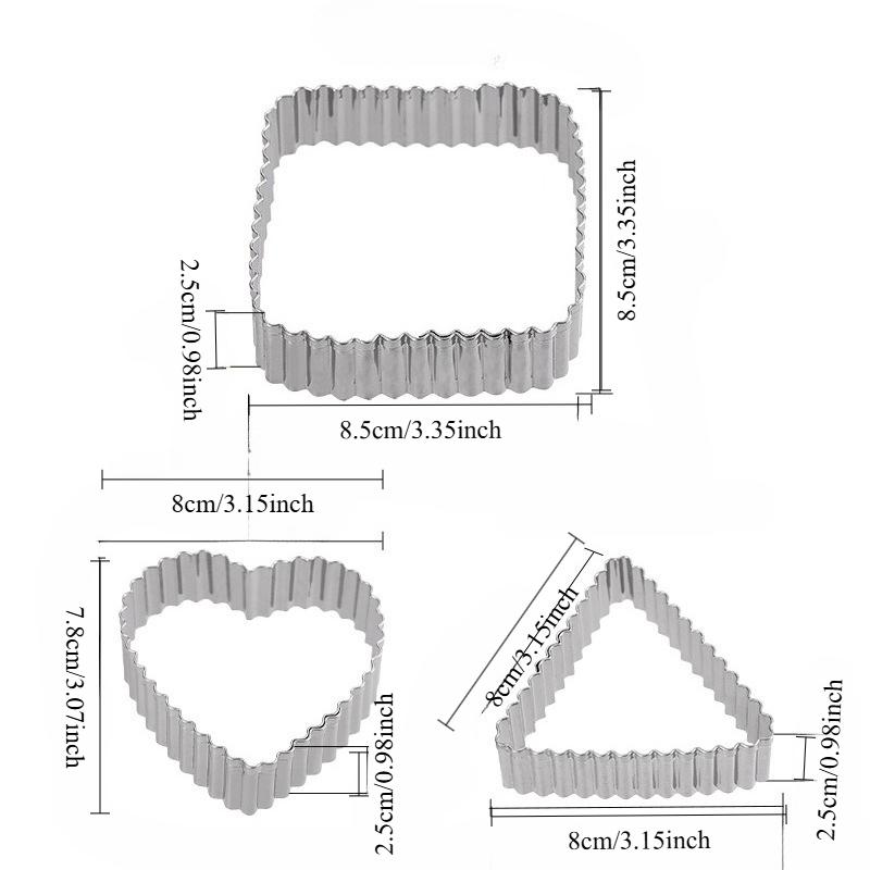 3pcs Stainless Steel Biscuit Mold 3-piece Jam Biscuit Mold Cake Baking Cake Mu Si Circle DIY Stereotypes Home.