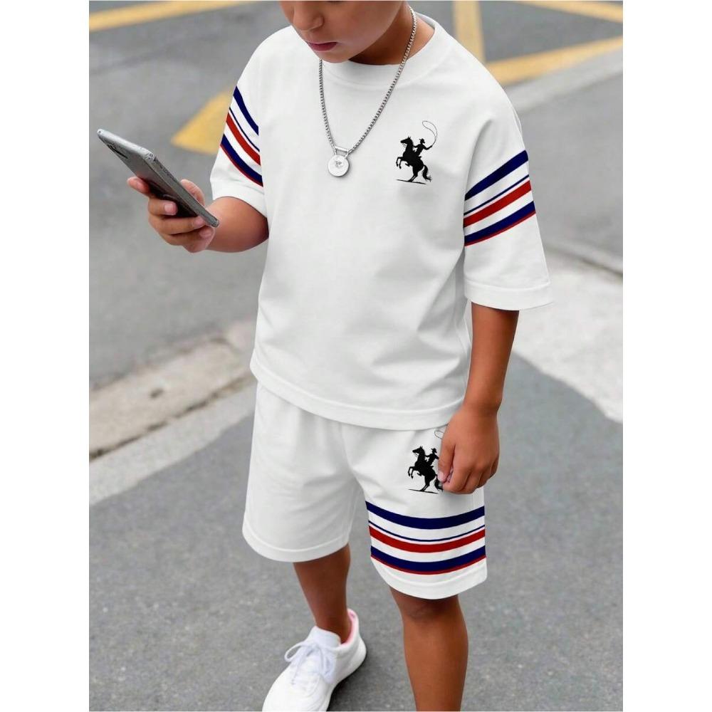 Boys casual and comfortable simple round neck short sleeved set 150