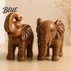 Stable One Piece Molding Elephant Figurine Ornament Resin Wood Grain Statue Auspicious Compact Shelf Statue Animal Sculpture for Home Office Living