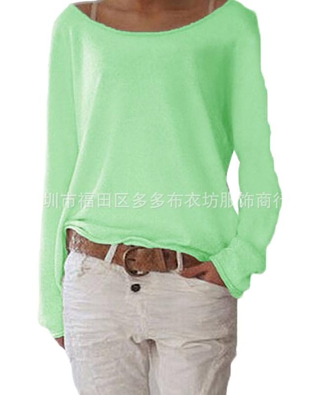 Solid Color Knitted Women's T-shirt Top Base Shirt