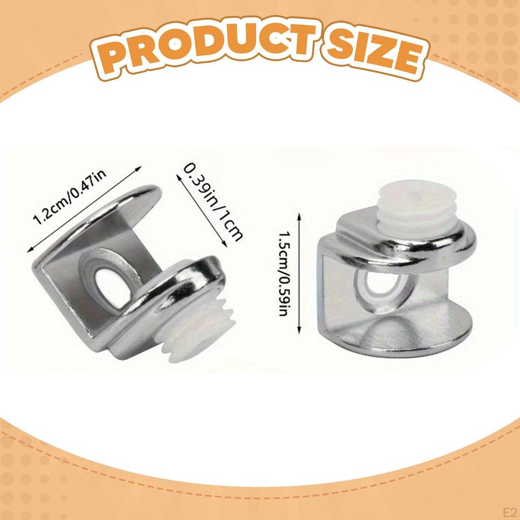 20x Glass Shelf Brackets Clamp, Replacement Zinc Alloy Clip Holder Mirror Clips for Bedroom,