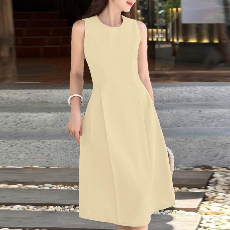 ZANZEA Women Casual Round Neck Summer Sleeveless Dress
