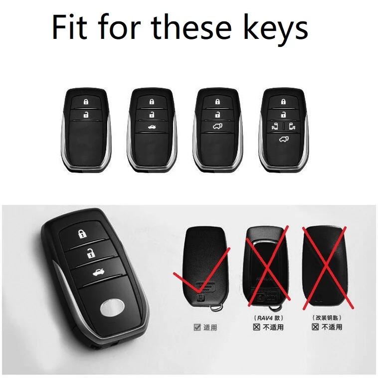 Carbon Fiber Alloy Car Remote Key Fob Case Key Cover For Toyota Chr Hilux Fortuner Land Cruiser 200 Camry Corolla Crown Rav4
