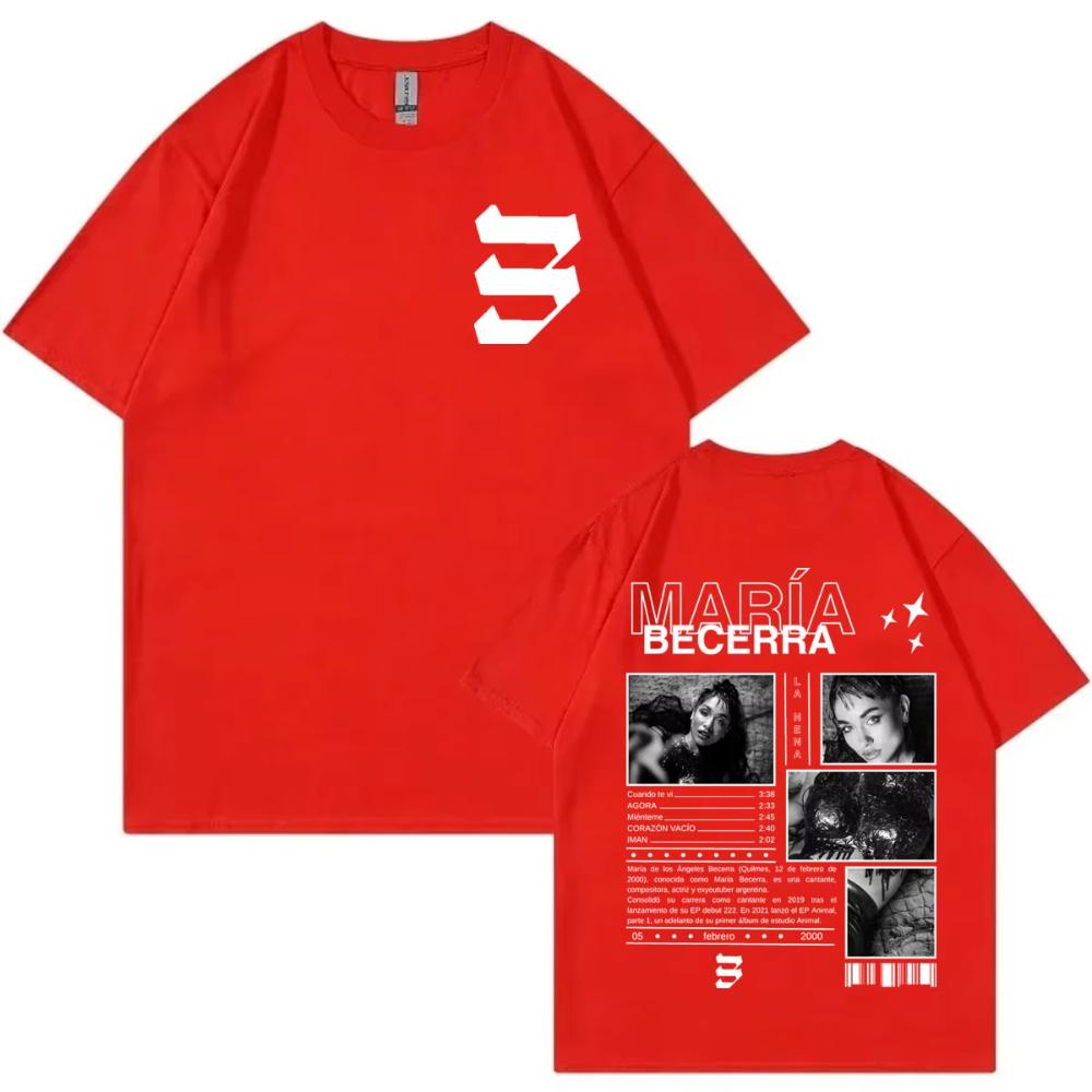 Singer Maria Becerra Album Merch T-shirts Vintage Aesthetic Short Sleeve T Shirt Men's Women's Oversized T-shirts