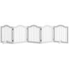 Dog Gate, 5 Panels, Foldable, Flexible, Solid Wood/MDF, 261.5x29.5x61 Cm, White