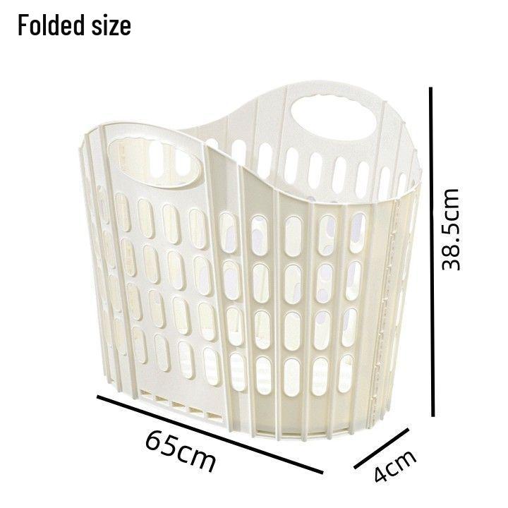 Foldable Plastic Laundry Basket for Clothes and Toys - Hollowed-Out Design for Bathroom Storage